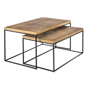 Nuevo producto caliente Mesa de centro Juego de acabado dorado de 2 piezas Forma rectangular para uso en interiores - Product Image 1
