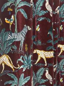 Vintage Cotton Velvet Curtain Set Lilac Animal Print Drapes Luxury Cotton Velvet Style Decor Luxury Cotton Velvet Style Cotton - Product Image 6