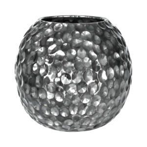 Florero de hierro de metal martillado plateado exquisito hecho a mano decoración moderna para el hogar elegante jarrón de suelo brillante para plantas - Product Image 6