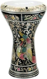 Gawharet El Fan 17,5 pouces, mosaïque artisanale en aluminium coulé professionnel, paon noir pour doumbek égyptien, darbuka - Product Image 3
