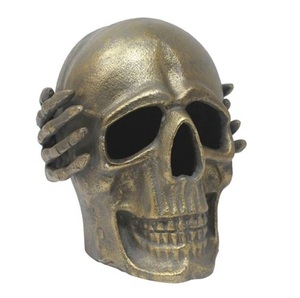 Antique Gold Floral <b>Skull</b> Contemporary Metal Statue Eco-Friendly Lightweight Tabletop Halloween & Day Dead <b>Decor</b> for Luxury Home - Product Image 2