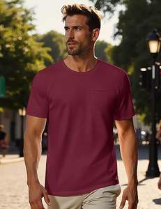 T-shirts d'été décontractés à manches courtes et à col ras du cou en coton doux pour hommes - Product Image 4