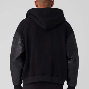 Blouson Bomber Homme Hiver Tendance Manches Classiques Coupe Ajustée Léger Fermeture Boutons Cachés Ourlet Côtelé Logo Avant - Product Image 5