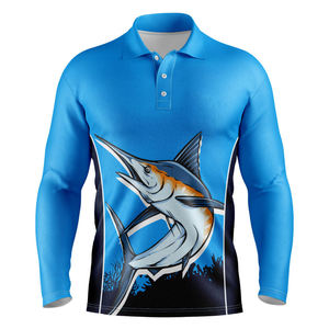 Protección solar personalizada impresa UV UPF50 + camisas de manga larga de pesca para hombres 100% poliéster Spandex ropa de pesca ropa deportiva - Product Image 2