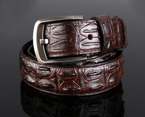 Ceinture en cuir de crocodile gaufré vintage pour hommes personnalisée en alliage d'acier en peau de vache pour jeans pour hommes vêtements pour femmes - Product Image 2