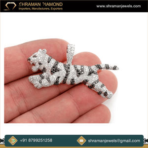 สร้อยคอเพชร VVS Moissanite สีทอง10K จี้เสือลายทางประดับเพชรแบบฮิปฮอปชุบรูปสัตว์ของขวัญตามสั่ง - Product Image 5