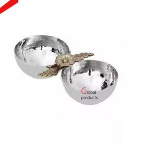 Diseño de tendencia Juego de forma redonda con acabado en plata de dos cuencos de servicio de metal para el hogar Hotel y restaurante - Product Image 1