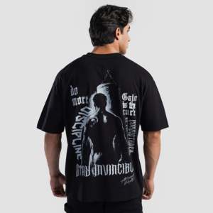 T-shirt de fitness en jersey D Code (noir) 200g, motif uni, léger, pour entraînement et sport, avec impression sérigraphiée - Product Image 1