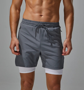High Quality Plus Size Sports <b>Shorts</b> Man Quick Dry Custom Logo Wholesale Pockets <b>Compression</b> Liner 2 in 1 Workout <b>Shorts</b> for <b>Men</b> - Product Image 4