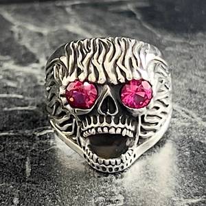 Handmade Men's Gothic Skull <b>Ring</b> Cool Biker Skeleton Design with Oxidized Detail Extraordinary <b>Crystal</b> <b>Ring</b> for Boys - Product Image 2