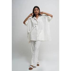 Women Floral Print 100% Cotton Co Ord Set Oversized Shirt <b>Top</b> Straight Pants Casual Loose Fit Streetwear Summer Wear - Product Image 1