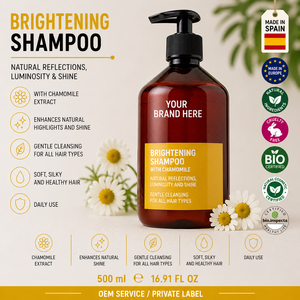 Shampooing éclaircissant à la camomille en marque privée 500ml OEM |   Shampooing Hydratant Éclaircissant pour Cheveux Blonds |   Espagne UE - Product Image 1