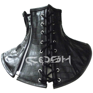 Corset en cuir noir texturé crocodile - Product Image 6