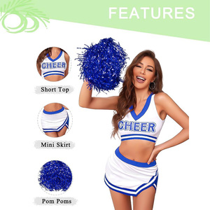 Costume de pom-pom girl en spandex de haute qualité Conceptions sublimées durables Service OEM disponible pour les uniformes de pom-pom girl personnalisés - Product Image 4