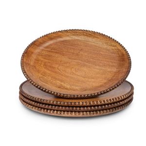 Plato de Madera para Servir, Nuevo, Estilo Rústico, Platos Redondos para Cena, Plato de Madera Hecho a Mano, Juego de Vajilla Blanqueada, Elegante - Product Image 3