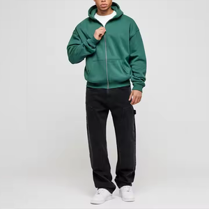 เสื้อฮู้ดผ้าคอตตอนโอเวอร์ไซส์มีซิปมีซิปรูดซิปคู่โลโก้พัฟออกแบบได้ตามที่ต้องการ - Product Image 3