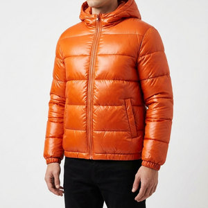 Veste d'hiver matelassée brillante pour homme, manteau en duvet d'oie à capuche, veste matelassée à bulles, logo personnalisé, usine OEM/ODM - Product Image 1