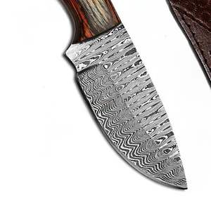 Cuchillo de caza de acero de Damasco hecho a mano OEM, cuchillo Skinner, cuchillo de hoja fija para uso diario con mango de madera - Product Image 4