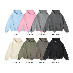 Sudadera con capucha desgastada lavada vintage sin cuerdas de algodón pesado personalizada para hombres Sudadera con capucha pesada lavada con ácido en blanco de felpa francesa - Product Image 2