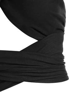 Haut court côtelé côtelé respirant pour femmes longueur courte froncé à lacets haut bandana Cami avec débardeur imprimé croisé - Product Image 3