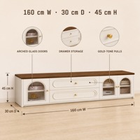 Ensemble de meubles de salon écologiques en crème, comprenant un meuble TV, une table basse et un meuble d'appoint sur pied, pour usage scolaire et hospitalier