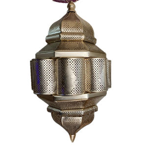 Handmade Metal Iron Hanging Moroccan Lantern Decorative Ceiling <b>Lamp</b> For Home Decor <b>Silver</b> Finish Hanging Lantern Best Price - Product Image 2