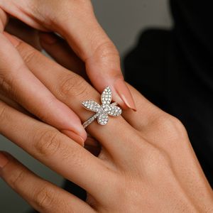 Trending Luxury Handmade 100% Authentic <b>Real</b> Diamond Ring 18k Solid White Gold <b>Butterfly</b> Wedding Ring Wholesale Manufacture - Product Image 4