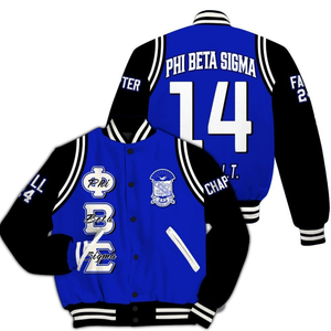 Phi Beta Sigma 1914 Greek Life Blue White Chenille Patch Varsity Letterman Jacket Fraternity Classic College Jacket - Product Image 2