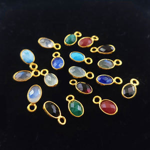 จี้ฝาอัญมณี 6x4 มม.รูปไข่ Briolette อัญมณี 18K ทอง Vermeil 925 จี้ฝาเงินสเตอร์ลิง Charm Charm - Product Image 5