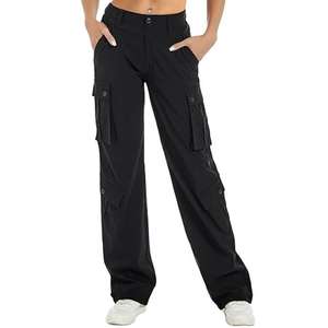กางเกงคาร์โก้เอวสูงมีหลายกระเป๋าสำหรับผู้หญิงกางเกงคาร์โก้น้ำหนักเบาระบายอากาศได้และหลวมพอดีปรับเอวได้สำหรับฤดูหนาว - Product Image 6