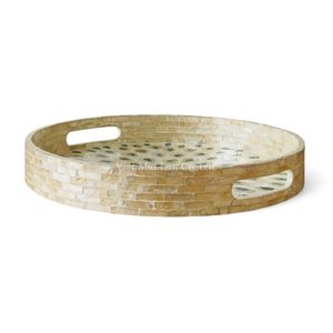 Bandeja de Nácar Hecha a Mano, Bandeja Decorativa con Incrustaciones de Concha Natural, Ecológica, para Mesa de Cocina - Product Image 4