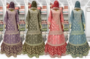 ชุดสูทปากีสถานสำหรับผู้หญิงชุดปาร์ตี้งานเย็บปักถักร้อยหนัก lehenga gharara sharara - Product Image 2