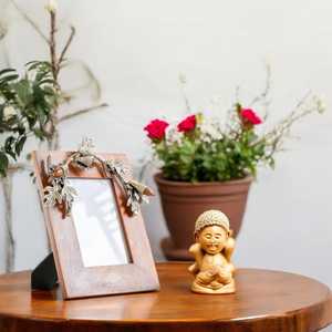 Marco de Fotos A4 de Madera Hecho a Mano con Diseño de Hoja y Bollo, Marco de Fotos de Madera Maciza MDF, Estilo Simple para Uso Decorativo DIY - Product Image 6