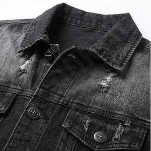 Chaqueta Vaquera Desgastada Vintage Personalizada de Alta Calidad con Logotipo Frontal, Chaqueta de Invierno Reversible para Hombre, Ropa de Calle de Moda - Product Image 4