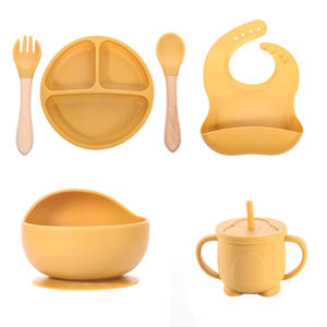 Ensemble d'alimentation pour bébé en silicone sans BPA, 6 pièces, avec bols à ventouse, assiettes, bavoirs, ustensiles et tasse pour les enfants de plus de 12 mois - Product Image 4