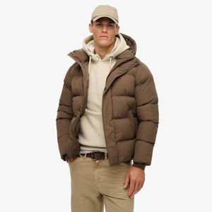 Veste matelassée à capuche personnalisée de haute qualité pour hommes hiver chaud léger manteau alternatif en duvet matelassé veste à bulles avec fermeture éclair - Product Image 1