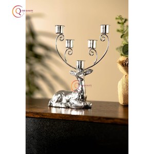 Metal Navidad decorativo ciervo diseño plata Color brillante plateado con 5 brazos hecho a mano único vela tarro aluminio fundido suministros - Product Image 5