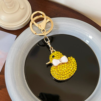 Pas cher Bling canard porte-clés mignon canard strass cristal sac à main charme jaune mignon canard étincelle Bling cristal porte-clés