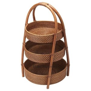 Prime Quality Rattan <b>Basket</b> Brown and White Color High Standard Modern Creative Art Designer <b>Gift</b> Hampers <b>Basket</b> From India - Product Image 2