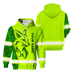 Hi Vis Hoodie Fox Camo Pattern Nombre personalizado Logo Empresa Seguridad Ropa DE TRABAJO Reflectante Hi Vis Manga larga para hombre - Product Image 1