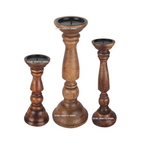 Bougeoir en bois sculpté à la main de dernière production disponible au prix de gros bougeoir de luxe par exportateur de l'Inde SCI - Product Image 5