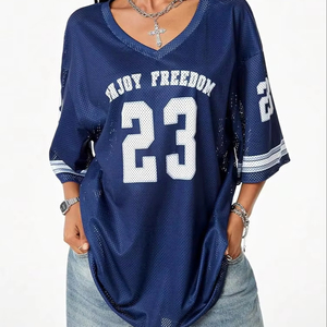 Ropa de baloncesto informal transpirable de malla Retro con cuello en V Unisex, camiseta gráfica de gran tamaño a la moda, camiseta cuadrada con estampado de sublimación Y2K - Product Image 1