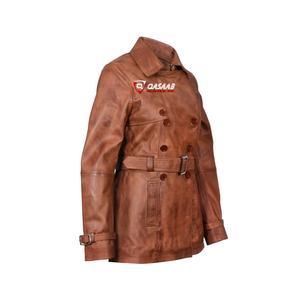 Manteaux en coton surdimensionnés pour femmes-Manteau boutonné à épaules tombantes imperméable vintage-Manteau d'hiver en cuir noir à la mode - Product Image 5