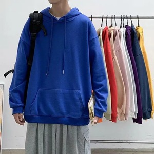 00% coton Polyester mélange solide col à capuche pull surdimensionné sweats pour hommes long cordon à capuche grandes tailles tricoté - Product Image 3