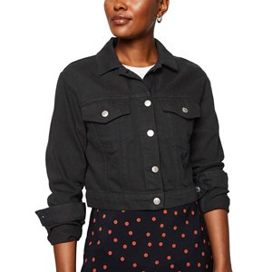 Vestes en jean pour filles Spark Clothing de haute qualité, couleur noire, poche avant, fermeture à boutons mobiles, décontractées, imperméables, courtes, pour l'hiver - Product Image 4