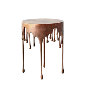 Mesa auxiliar minimalista para muebles, mesa auxiliar redondeada de mármol, mesa auxiliar de metal con acabado dorado, mesa de centro de metal suministrada por India - Product Image 2