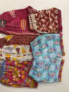 Pantalones cortos de algodón Vintage de cintura alta para mujer, pantalones cortos de playa bordados Kantha hechos a mano, transpirables para la temporada de primavera, gran oferta - Product Image 2