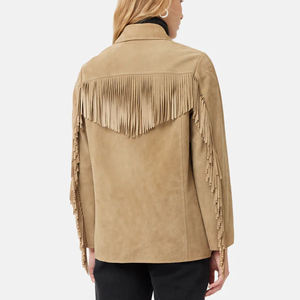 Biker Fringe Jacket Suede Leather Cowgirl Style Prendas de abrigo - Product Image 2