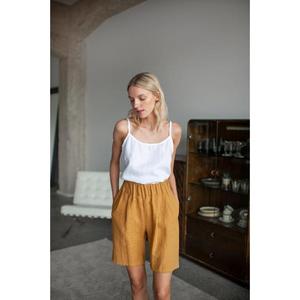Pantalones cortos indios, pantalones cortos de lino, pijamas de lino, pantalones cortos de lino para mujer, pantalones cortos de lino de verano, pantalones cortos de playa, pantalones cortos de lino natural - Product Image 4