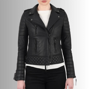 Veste d'hiver élégante pour femme en cuir de vachette, col en V, qualité supérieure, durable, respirante, personnalisable, décontractée, pour soirée, motif géométrique - Product Image 3